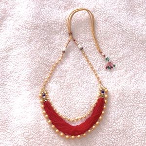 Indian red gold necklace layered traditional bridal jewelry lehenga